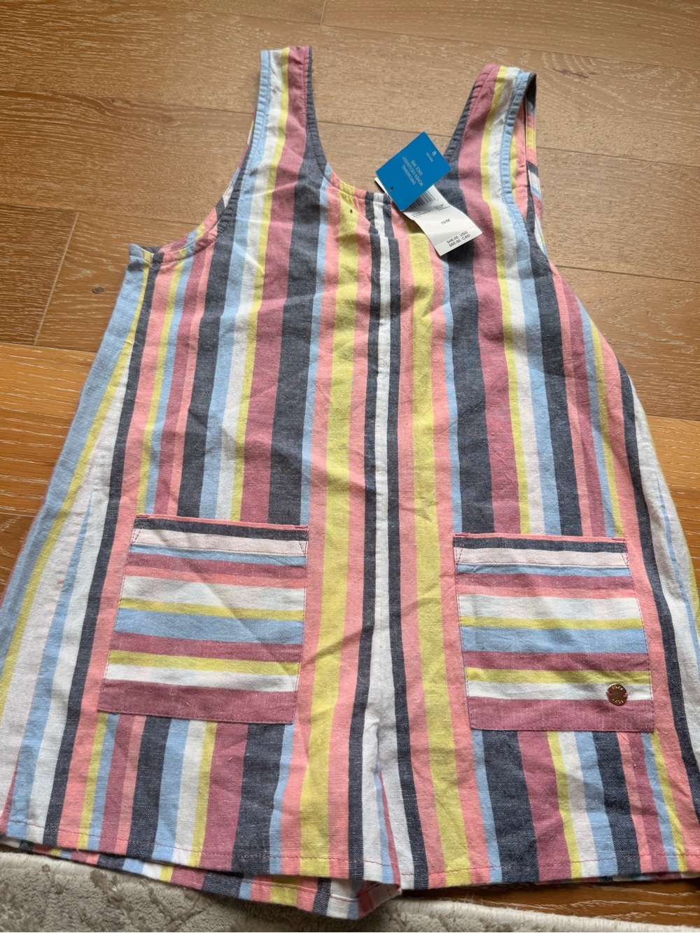Roxy Girls Multicolor Striped Tank Coverup - Pink, Yellow, Blue